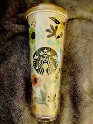 RARE 2014 Starbucks Flower Pattern Floral Harvest Venti Cold Cup Tumbler 24 oz - Sold on eBay Dec 27, 2021 for $150.00