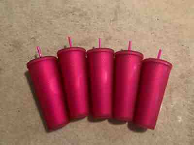 (Lot Of 5) NEW Starbucks Neon Pink Tumbler Fall 2021 24oz Studded Cold CupÂ  - Sold on eBay Jan 03, 2022 for $170.00