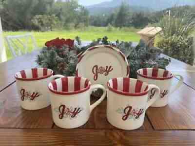 NEW STARBUCKS 2007 CHRISTMAS JOY CANDY STRIPE RED CUP MUG 14 OZ & PLATE SET 8PC. - Sold on eBay Dec 27, 2021 for $125.00
