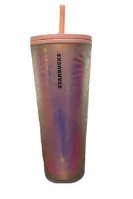 Starbucks Ltd Edt. Holographic Iridescent Palm Leaf Pine Cone PINK Tumbler 24oz - Sold on eBay Jan 07, 2022 for $219.00