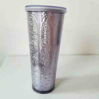 Starbucks Lavender/Lilac Purple Embossed Tin Floral Metallic Foil Tumbler 24oz - Sold on eBay Jan 09, 2022 for $199.99