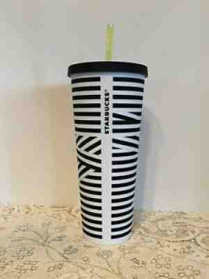 STARBUCKS 24oz ZEBRA TUMBLER with LID and STRAW EXCELLENT CONDITION with STICKER - Sold on eBay Jan 06, 2022 for $179.99