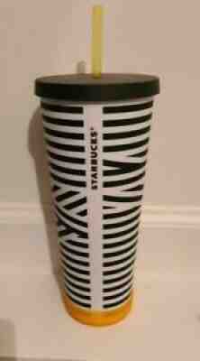 Starbucks 2022Holiday Black White Zebra Stripe Matte 24oz Straw Cold Cup Tumbler - Sold on eBay Jan 13, 2022 for $156.00