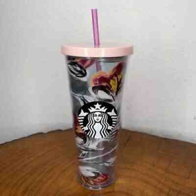 Starbucks 2019 Peony Flower Floral Tumbler Pink Lid + Straw Venti Cup 24 oz Rare - Sold on eBay Dec 28, 2021 for $119.99
