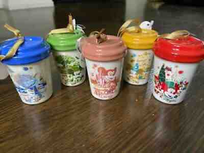 STARBUCKS 2021 DISNEYLAND ORNAMENT SET (5 ORNAMENTS) - Brand New With SKU - Sold on eBay Dec 16, 2021 for $119.92