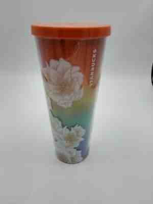 USED Starbucks 2016 Rainbow Floral 24 Oz Venti Cold Cup Tumbler Rare NO STRAW! - Sold on eBay Jan 13, 2022 for $119.92
