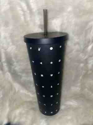 2017 Starbucks Emoji Tumbler Venti 24 Oz. Matte Black White Acrylic Rare - Sold on eBay Jan 10, 2022 for $113.00