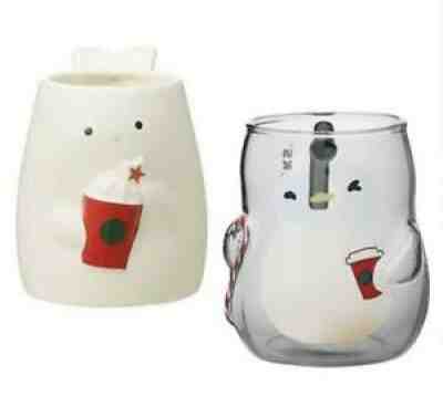STARBUCKS JAPAN Holiday 2021 Glass Mug Cup Set of 2 pair Penguins and Rabbit - Sold on eBay Dec 15, 2021 for $112.99