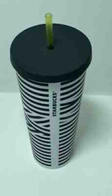 STARBUCKS Black White ZEBRA STRIPE VENTI Cold Cup TUMBLER 24oz With Straw Matte - Sold on eBay Jan 16, 2022 for $250.00