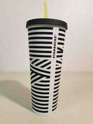 STARBUCKS ZEBRA PRINT tumbler, RARE yellow straw, 24 oz. Venti cold cup - Sold on eBay Jan 18, 2022 for $168.50