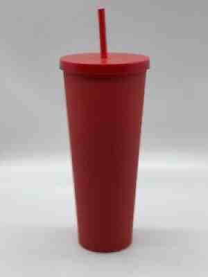 New Starbucks 2016 Rare Soft Touch Matte Red Tumbler With Lid & Straw 24 oz - Sold on eBay Dec 29, 2021 for $110.00