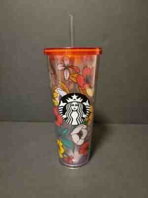 STARBUCKS Acrylic VENTI Cold Cup Tumbler POPPY FLOWERS Red Yellow Orange 24 Oz. - Sold on eBay Dec 29, 2021 for $110.00