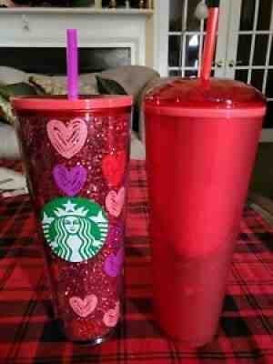 Starbucks Valentines 2022 Limited Edition Hearts Dome Tumbler Cup - Red Lot of 2 - Sold on eBay Jan 06, 2022 for $109.99