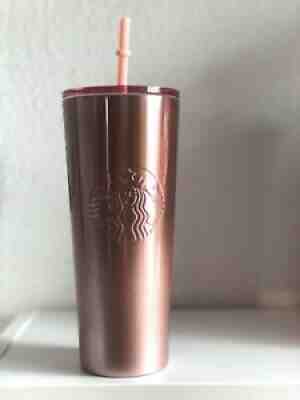 Starbucks Pink Tumbler 2019 Rose Gold Gradient Ombre Cold Cup 24oz SS - Sold on eBay Dec 31, 2021 for $100.00