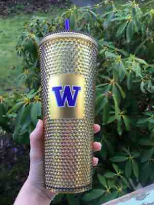 Starbucks 2022 UW Gold Studded Cold Cup Tumbler 24oz Venti New - Sold on eBay Jan 14, 2022 for $99.99