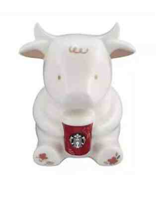 Starbucks White OX Coin Bank Red Cup Chinese New Year 2021 Cow Zodiac -no card