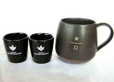 Starbucks New 2015 RESERVE Etched "R" Charcoal 16 Oz MUG + 2 Mini - Sold on eBay Dec 26, 2021 for $94.90