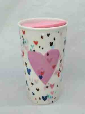 NEW 2018 Starbucks Raised Pink Heart Confetti Ceramic Traveler Tumbler 10oz Lid - Sold on eBay Jan 16, 2022 for $90.00