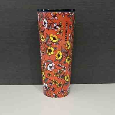 AS IS Starbucks Stainless Steel Red Yellow Poppy Flower Floral Tumbler 2018 - Sold on eBay Jan 15, 2022 for $89.99