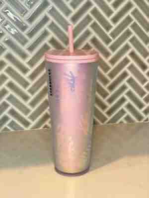 Starbucks Holographic Iridescent Palm Leaf Pinecone Pink - Sold on eBay Jan 20, 2022 for $186.50