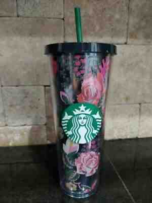 Starbucks 2022 Holiday Summer Midnight Flower Floral 24oz Straw Cold Cup Tumbler - Sold on eBay Jan 13, 2022 for $255.00