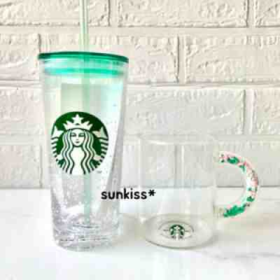 2021 BN Starbucks Singapore Snow Glitter Glass Cold Cup & Confetti Glass Set - Sold on eBay Jan 20, 2022 for $110.00