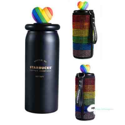 Starbucks 2021 Rainbow Loving Heart Accompanied Cup Rainbow Rhinestone Pouch New - Sold on eBay Jan 16, 2022 for $107.99