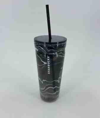 STARBUCKS 20 Oz. Recycled Glass VENTI Cold Cup Tumbler BLACK MARBLE WAVES Rare - Sold on eBay Jan 21, 2022 for $99.95