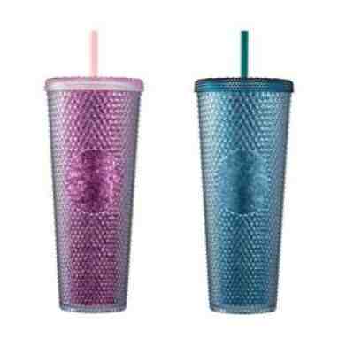 Starbucks Korea 2021 Victory pink + green bling studded coldcup 710ml limited - Sold on eBay Jan 20, 2022 for $91.90
