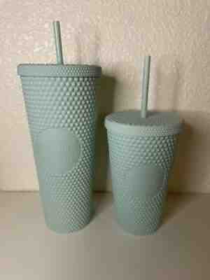 Starbucks Holiday 2021 Mint Matte Studded Venti & Grande Tumbler Cold Cups - Sold on eBay Dec 17, 2021 for $88.99