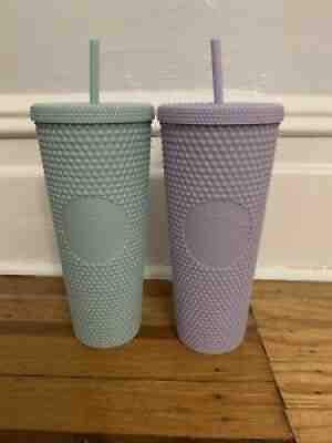 Starbucks Holiday 2021 Matte Mint Green & Lilac Studded 24oz Tumbler Bundle Set - Sold on eBay Dec 19, 2021 for $88.99