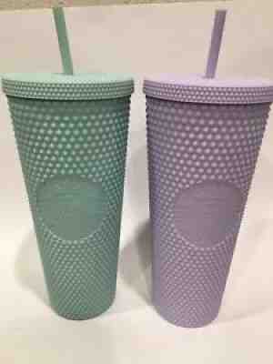 Starbucks Lilac & Mint Matte Studded Venti Set NEW Holiday 2021 Green And PurpLE - Sold on eBay Jan 16, 2022 for $85.00