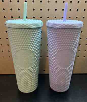 Starbucks Holiday 2021 Matte Mint Green & Lilac Purple Studded VENTI Tumbler Set - Sold on eBay Jan 07, 2022 for $84.94