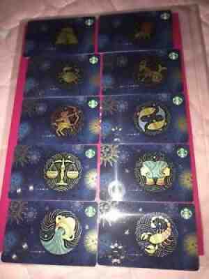 Taiwan Starbucks card lots of 10 Zodiac Capricorn Sagittarius Scorpio Libra Leo - Sold on eBay Jan 04, 2022 for $82.00