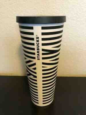 STARBUCKS Black White ZEBRA STRIPE VENTI Cold Cup TUMBLER 24oz NO STRAW Matte - Sold on eBay Jan 12, 2022 for $80.00