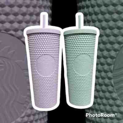 Starbucks Holiday 2021 Mint And Lavender Soft Touch Studded VENTI 24oz Tumbler - Sold on eBay Jan 17, 2022 for $80.00