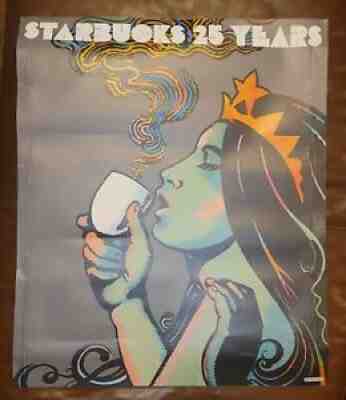 Starbucks 25th Anniversary Poster 1996 Milton Glaser Approx 26 x 22 *Read* - Sold on eBay Jan 07, 2022 for $79.99