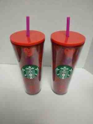 2022 Starbucks Valentines Limited Edition Glitter Hearts His and Hers Tumblers - Sold on eBay Jan 08, 2022 for $79.99