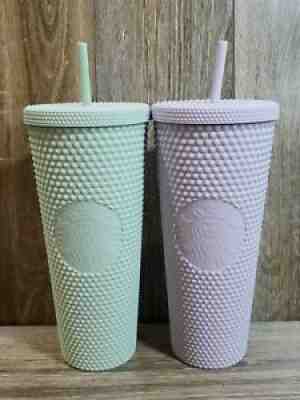 Starbucks Holiday 2021 Matte Mint Green & Lilac Purple Studded VENTI Tumbler Set - Sold on eBay Jan 17, 2022 for $79.99