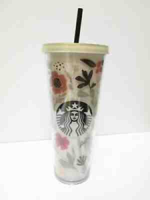 RARE 2014 Starbucks Flower Pattern Floral Harvest Venti Cold Cup Tumbler 24 oz - Sold on eBay Dec 24, 2021 for $79.95