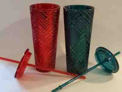 Pair Starbucks New 2021 Holiday Christmas Jeweled Tumbler RED GREEN 24 oz Venti - Sold on eBay Dec 18, 2021 for $79.88