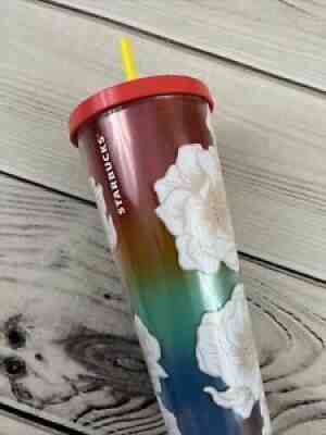 Starbucks Rainbow Floral 24 Oz Venti Cold Cup Acrylic Tumbler Rare HTF - Sold on eBay Jan 22, 2022 for $146.50