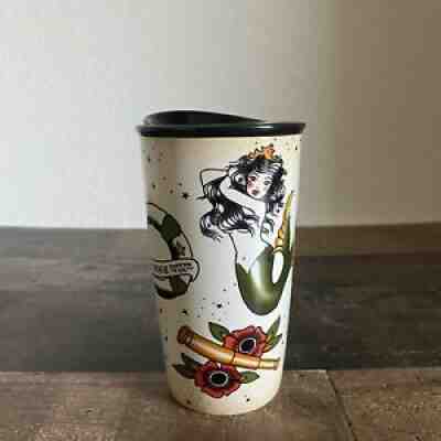 Starbucks Mermaid Sailor deals Jerry Tattoo Ceramic Coffee Travel Mug Cup Tumbler 12oz