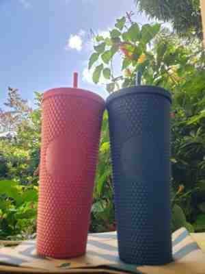 Starbucks Mexico Navy Blue & Berry Brick Matte Studded Tumbler SET - Sold on eBay Jan 26, 2022 for $107.50