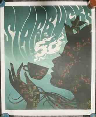 Starbucks 50th Anniversary Rare Poster by artist Barry Ament -Â  Ames BrosÂ  - Sold on eBay Jan 25, 2022 for $102.50