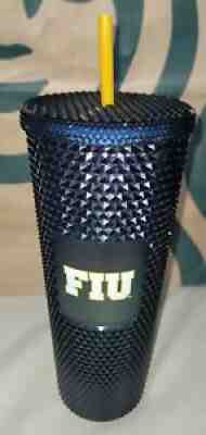 Starbucks Dark Blue & Gold Straw FIU Studded Tumbler Rare! 24 oz FAST SHIPPING! - Sold on eBay Jan 23, 2022 for $95.00
