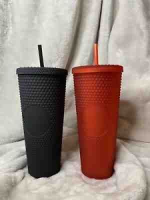 NEW Starbucks Valentine 2021 LE Matte Red & Black Studded Tumbler Cup 24oz Set - Sold on eBay Jan 23, 2022 for $94.99