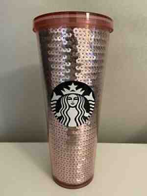 NEW STARBUCKS PINK Rose SEQUIN Venti Tumbler Cup 24 Oz 2017 Edition HTF NO STRAW - Sold on eBay Jan 09, 2022 for $89.00