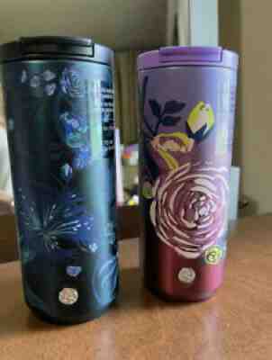 Starbucks Fall 2021 Set Of 2 Floral Vacuum Insulated Stainless Steel Tumblers - Sold on eBay Dec 26, 2021 for $85.00