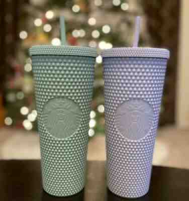 2021 Starbucks Holiday Lilac and Mint Studded 24oz. Matte Tumbler PAIR! - Sold on eBay Dec 10, 2021 for $79.99